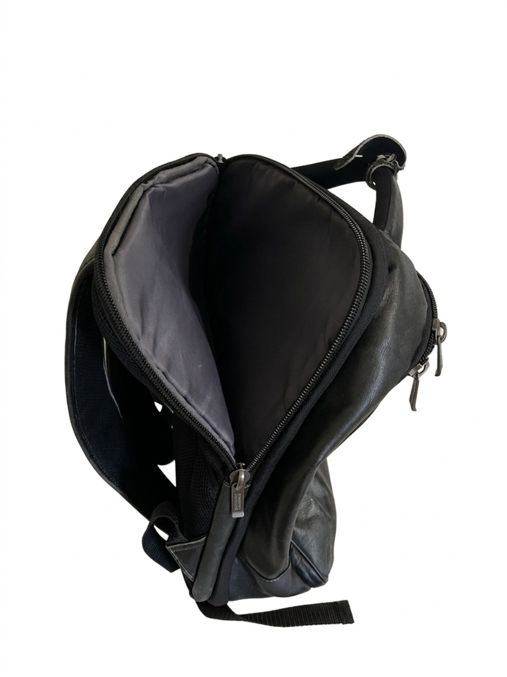 Kenneth Cole Reaction Black Leather Business Backpack - Picture 5 of 6